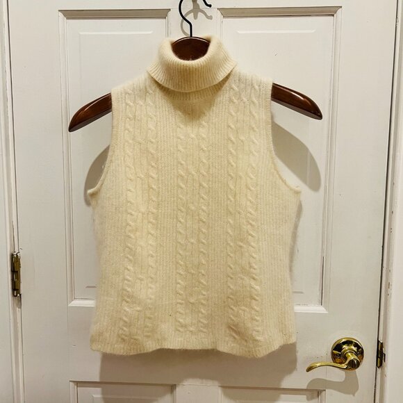 Sweaters - Vintagef Rafaella Angora Rabbit Hair Lambswool Women Sweater Vest Hand Knitted